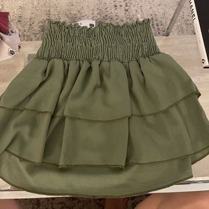 Green mini skirt